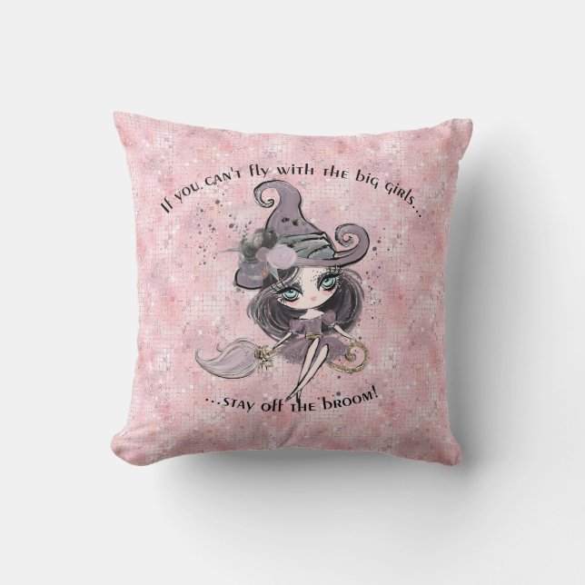 Coussin Halloween moderne mignonne fille rose étincelle (Recto)