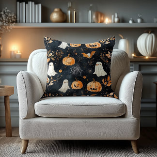 Coussin Halloween Name Pillow – Pumpkins, Ghosts & Autumn 