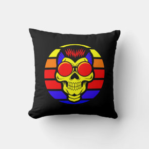 Coussin Halloween Nom Année 20xx Texte Rétro Tête de solei