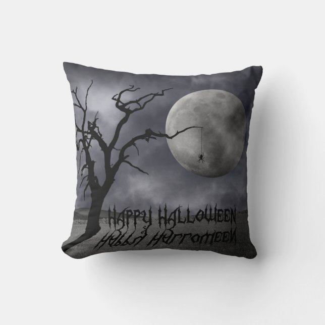 Coussin Halloween paysager éffrayant (Recto)