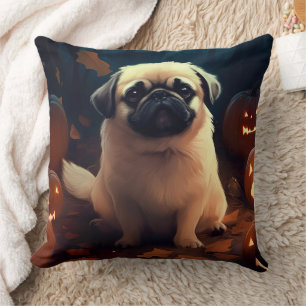 Coussin Halloween Pekingese Avec Peur Citrouille