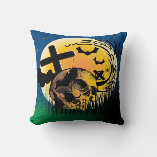 Coussin Halloween Polyester Jeu d'oreiller/scène Éffrayant (Recto)