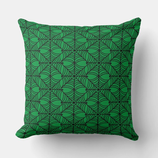 Coussin Halloween Spider Webs sur Green (Recto)