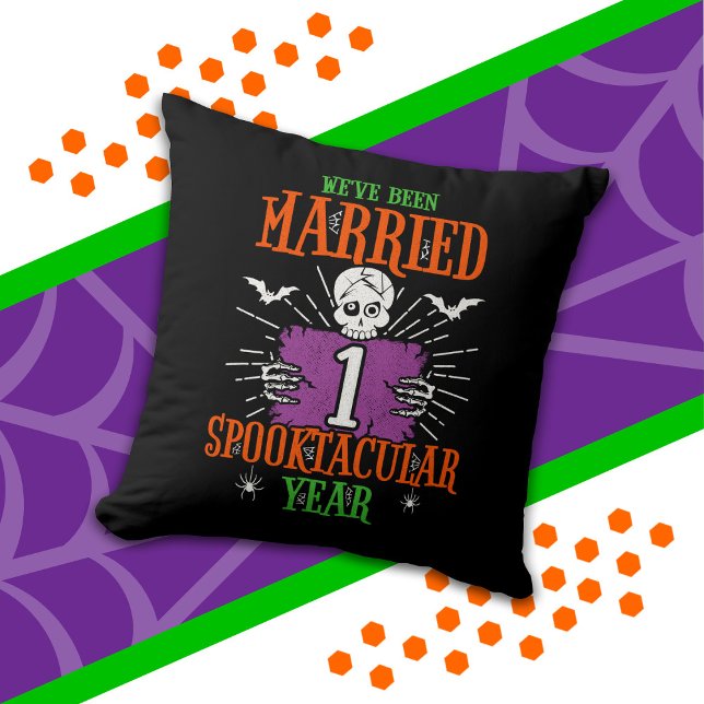 Coussin Halloween Spooktacular 1er anniversaire de mariage (Créateur téléchargé)