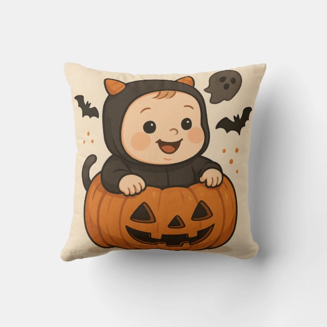 Coussin Halloween-themed baby image pillow (Verso)