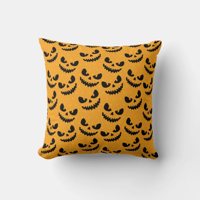 Coussin Halloween : visages effrayants, style vintage. (Recto)
