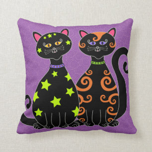 Coussin Halloween Whimsical Black Cats