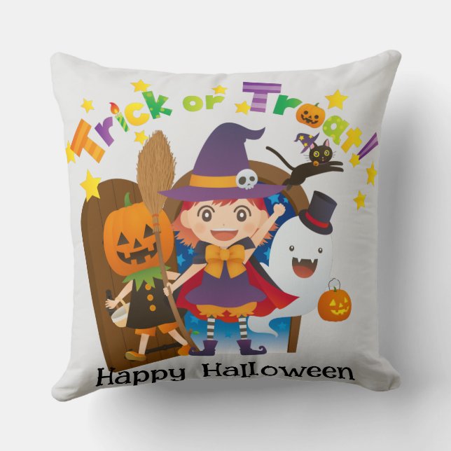 Coussin Halloween Whimsical Cute sorcier Citrouille person (Verso)