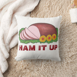 Coussin HAM IT UP Funny Holiday Foody Dîner de Noël