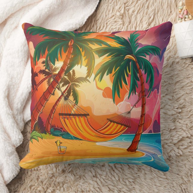 Coussin Hamac sur l'île tropicale (Couverture)