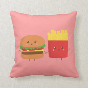 Coussin Hamburger et fritures mignons, amis pour toujours