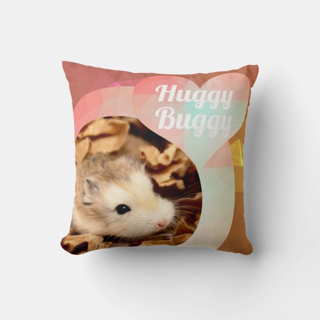 Coussin HammyVille - Cute Hamster Heart Huggy Buggy (Recto)