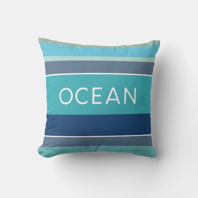 Coussin Hamptons Beach House Ocean Blue Stried (Recto)