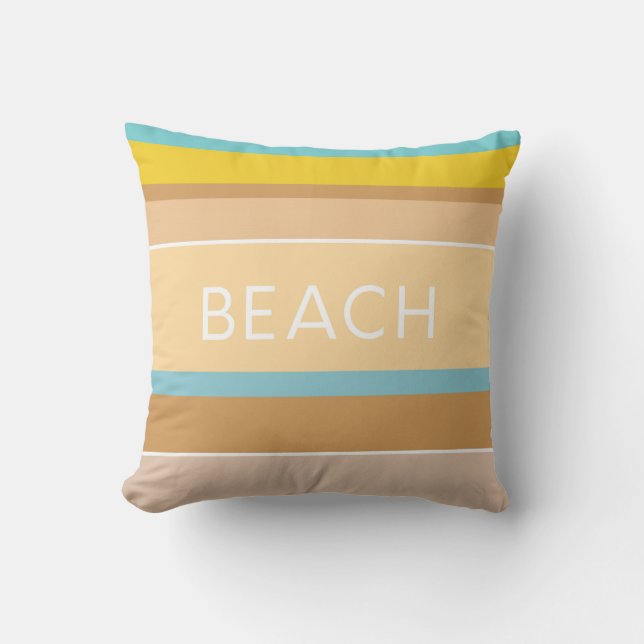 Coussin Hamptons Beach House Sand Sea et Sun Stried (Recto)