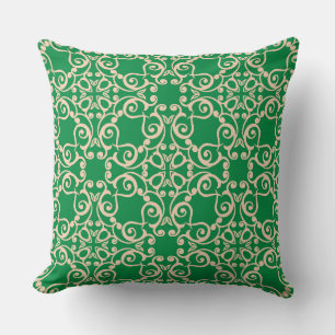 Coussin Hamptons verts neutres en or Abstrait moderne