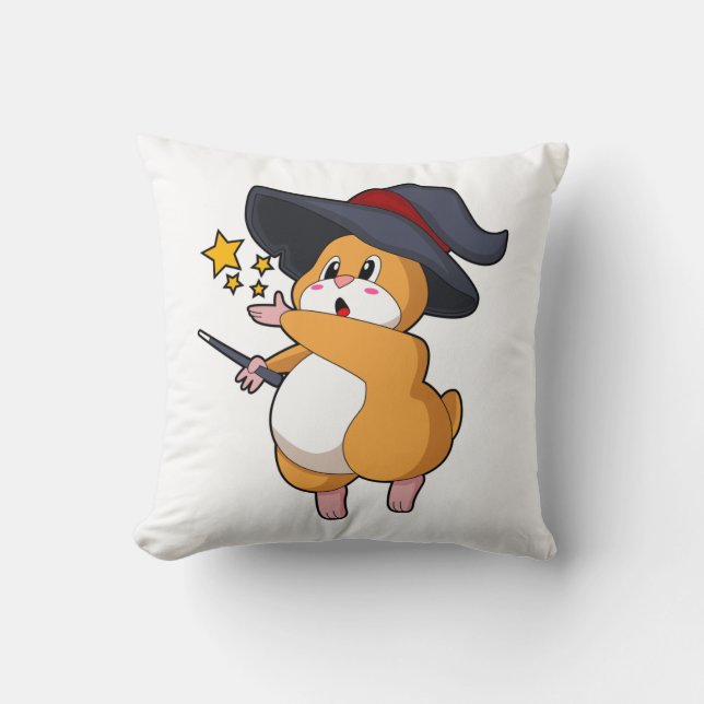 Coussin Hamster as Wizard with Magic mur (Recto)