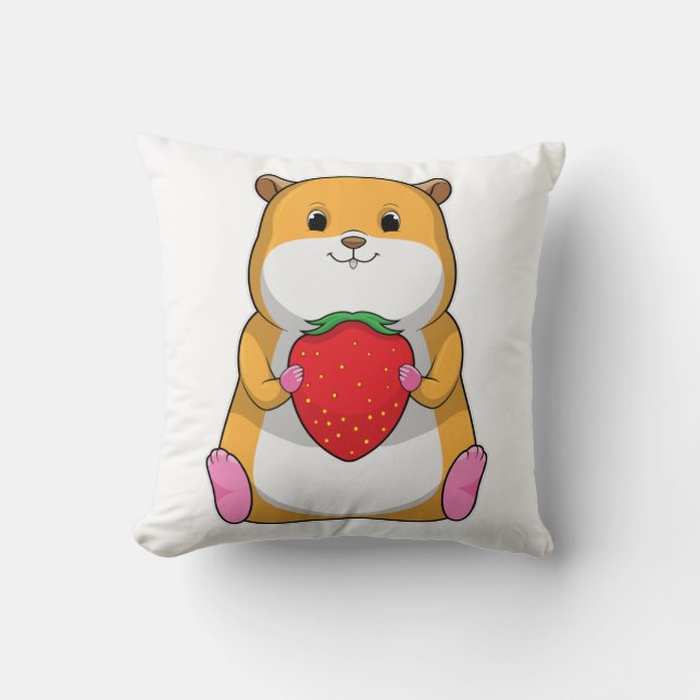 Coussin Hamster aux fraises (Recto)
