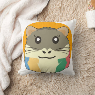 Coussin Hamster de dessin animé avec un écharpe multicolor