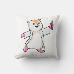 Coussin Hamster en scientifique avec tube à essai