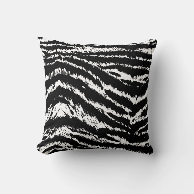 Coussin Hand Drawn Abstract Two Colors Zebra Stripes Repea (Recto)