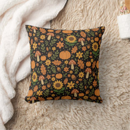 Coussin Hand Drawn Rustic Fall Pattern Throw Pillow