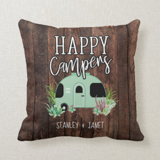 Coussin Happy Campers, Camping, RV, Motorhome, Trailer