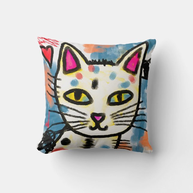 Coussin Happy Cat Art Abstrait (Recto)