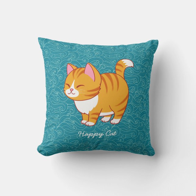 Coussin Happy Cat Personnalisé (Recto)