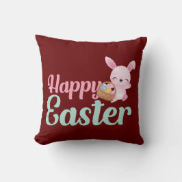 Coussin HAPPY EASTER drôle de lapin de Pâques egghunt
