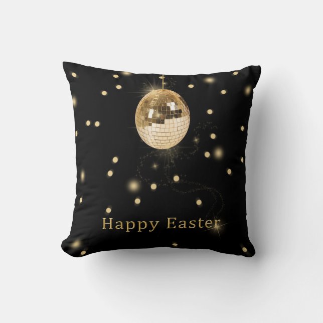 Coussin Happy Easter Gold Disco Ball (Recto)