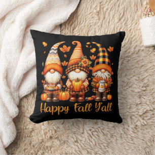 Coussin Happy Fall Y'all Gnome Citrouille Automne Thanksgi