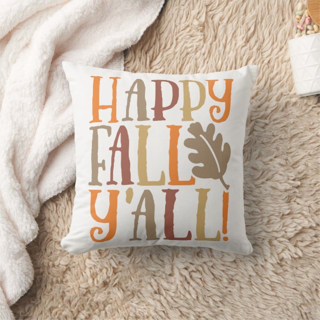 Coussin Happy Fall Y'all mignon Citation disant dans les c (Couverture)