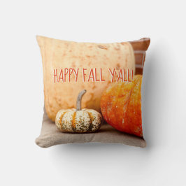 Coussin happy fall y'all photo citrouille personnalisée