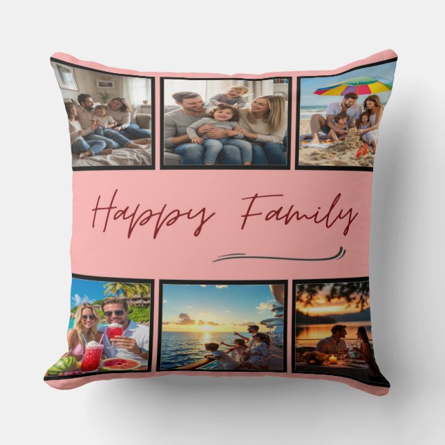 Coussin Happy Family Custom Photo Collage (Recto)
