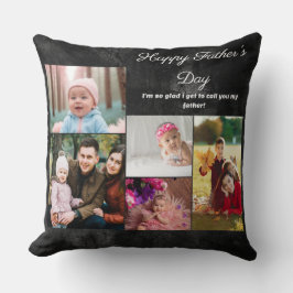 Coussin Happy Father's Day Custom Collage Photo 
