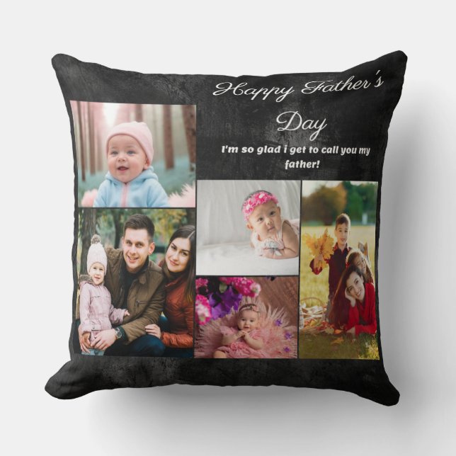 Coussin Happy Father's Day Custom Collage Photo  (Recto)
