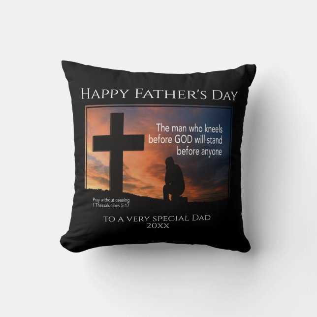 Coussin Happy Father's Day MAN OMS KNEELS BEFORE GOD (Recto)