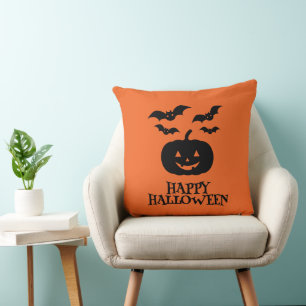Coussin Happy Halloween Citrouille Bat Minimal