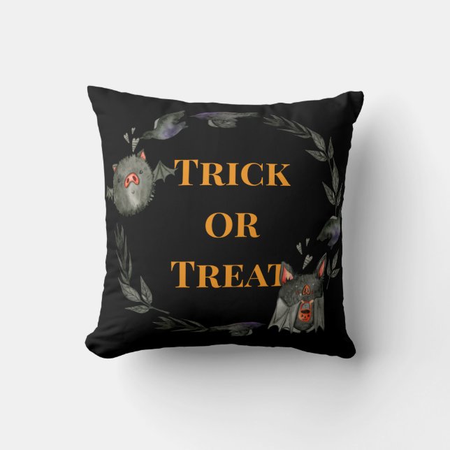 Coussin Happy Halloween Costume Party Bat (Recto)