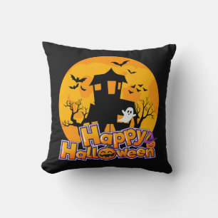 Coussin Happy Halloween Haunted House Moon
