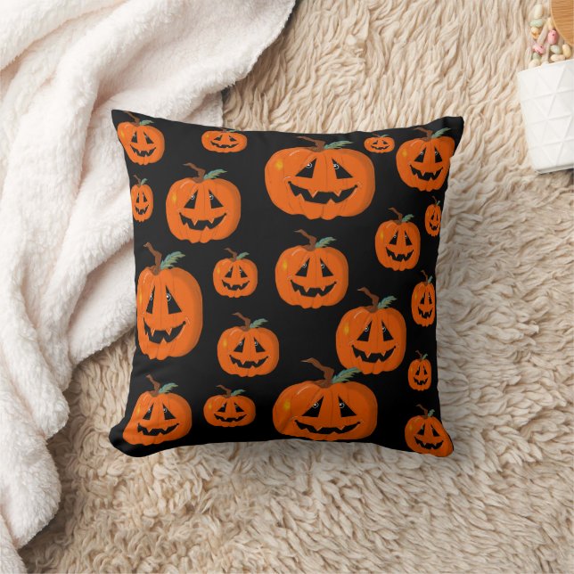Coussin Happy Halloween Jack-o'-lantern Illustration Art (Couverture)
