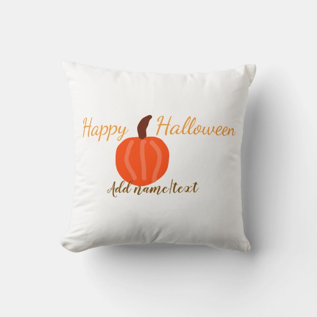 Coussin Happy Halloween orange pumpink fall orange brown  (Recto)