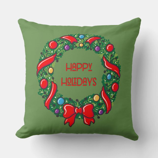 Coussin Happy Holiday Festive Whimsical Reef élégant (Recto)