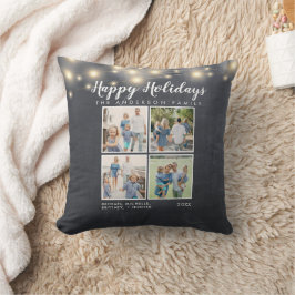 Coussin Happy Holidays Chalkboard String Lights Photo