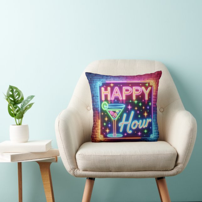 Coussin Happy Hour Sign On Rainbow Brick (Chaise)
