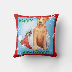 Coussin Happy Howlidays Irish Terrier Throw Pillow
