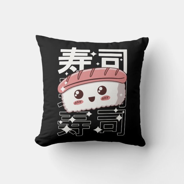 Coussin Happy Kawaii Sushi Japonais Alimentation Lover Cad (Recto)