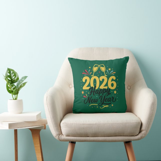 Coussin Happy New Year 2026 Throw Pillow | Festive  (Chaise)
