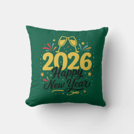 Coussin Happy New Year 2026 Throw Pillow | Festive 