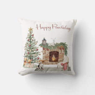 Coussin Happy Pawlidays Chien Design - Beagle